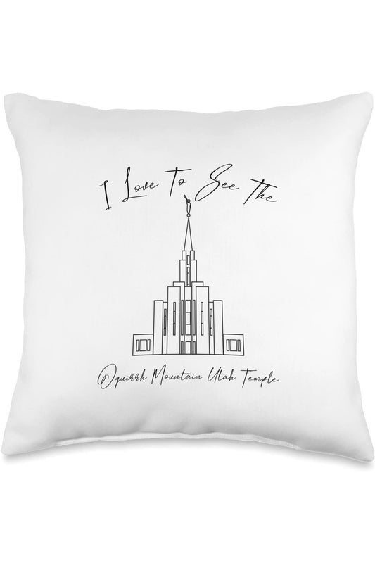 Oquirrh Mountain Utah Temple Throw Pillows - Calligraphy Style (English) US