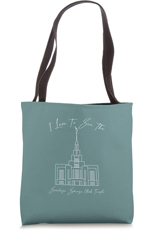 Saratoga Springs Utah Temple Tote Bag - Calligraphy Style (English) US