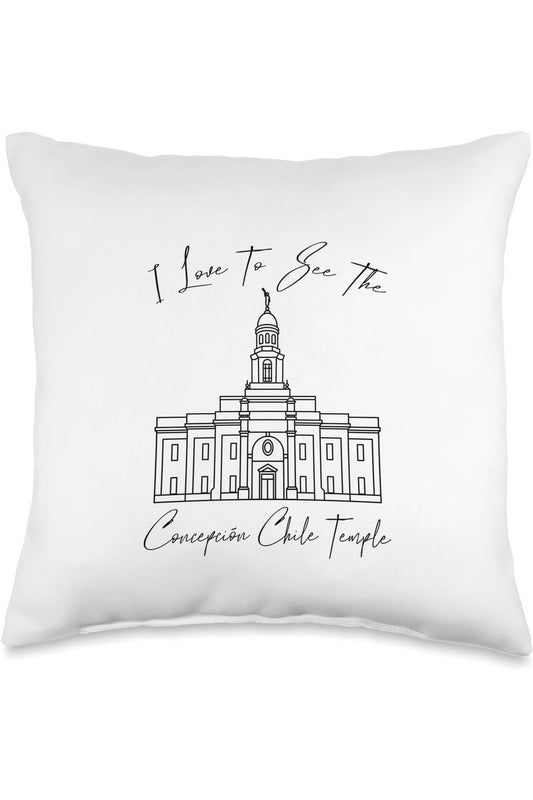 Concepcion Chile Temple Throw Pillows - Calligraphy Style (English) US