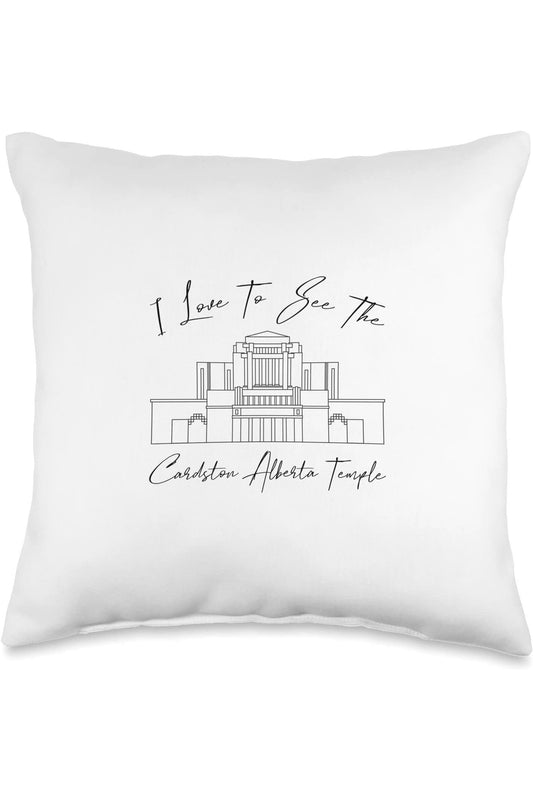 Cardston Alberta Temple Throw Pillows - Calligraphy Style (English) US