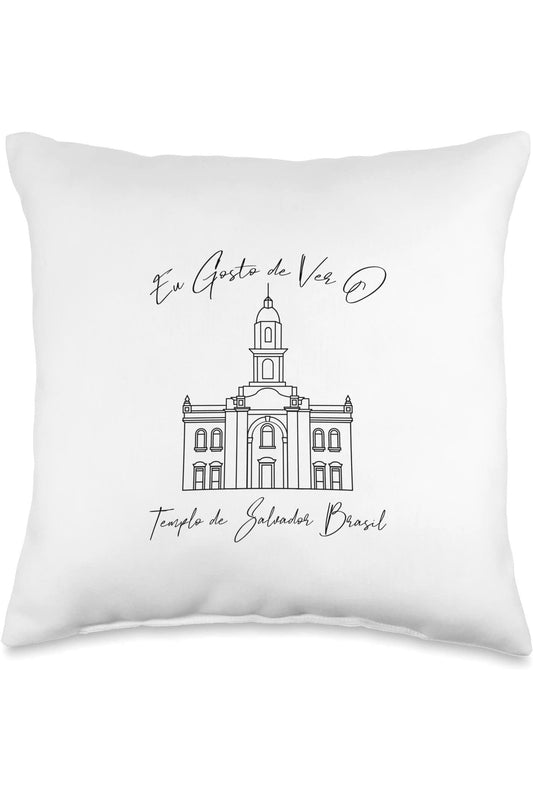 Salvador Brazil Temple Throw Pillows - Calligraphy Style (Portuguese) US