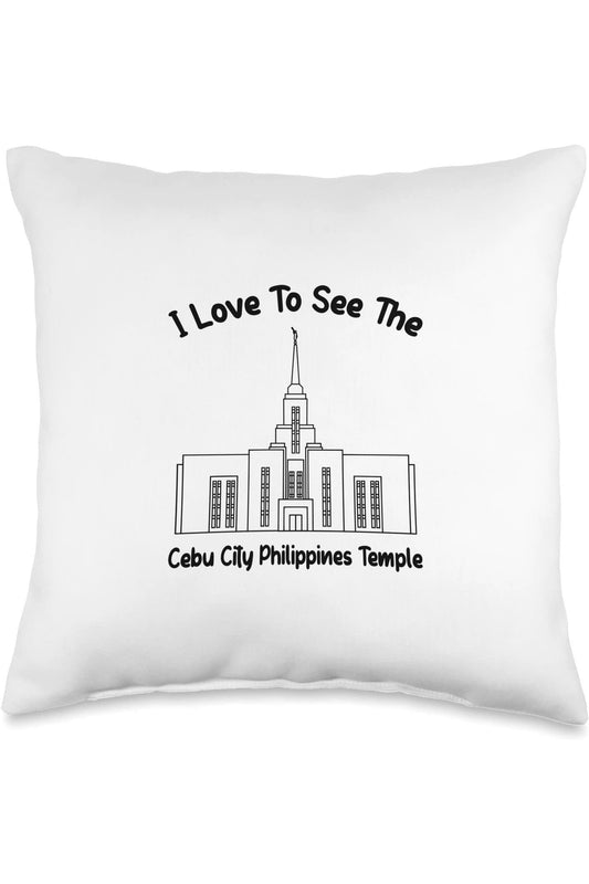 Cebu City Philippines Temple Throw Pillows - Primary Style (English) US