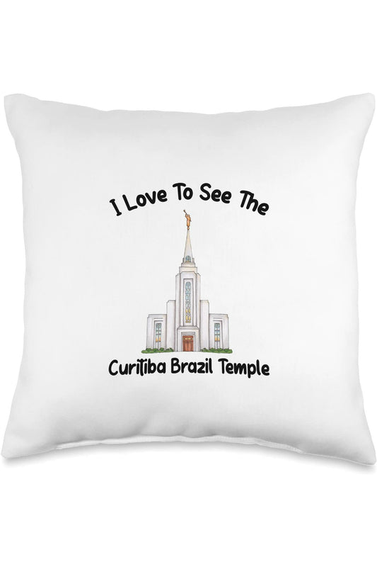 Curitiba Brazil Temple Throw Pillows - Primary Style (English) US