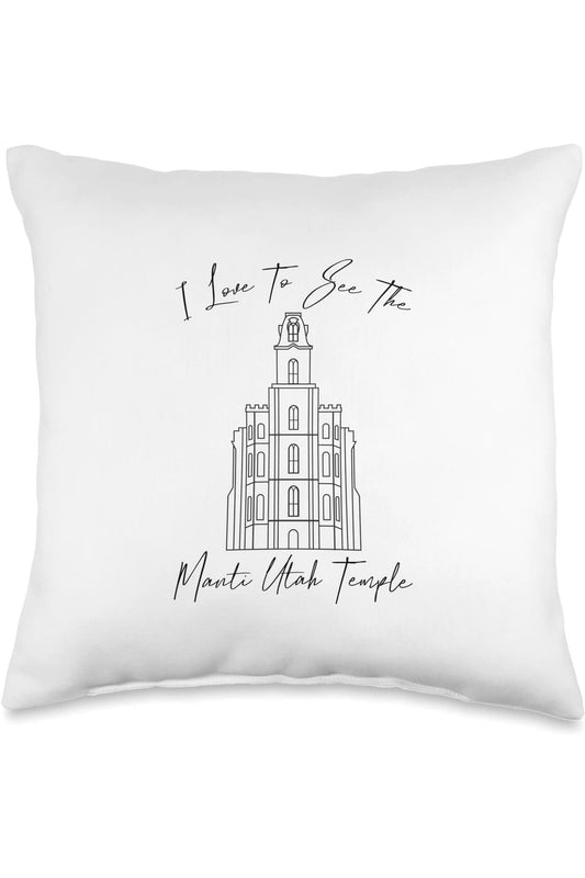 Manti Utah Temple Throw Pillows - Calligraphy Style (English) US