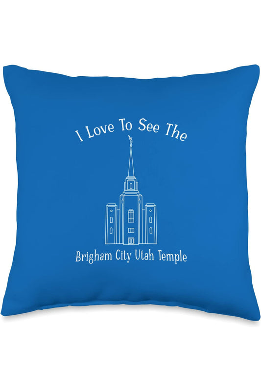 Brigham City Utah Temple Throw Pillows - Happy Style (English) US