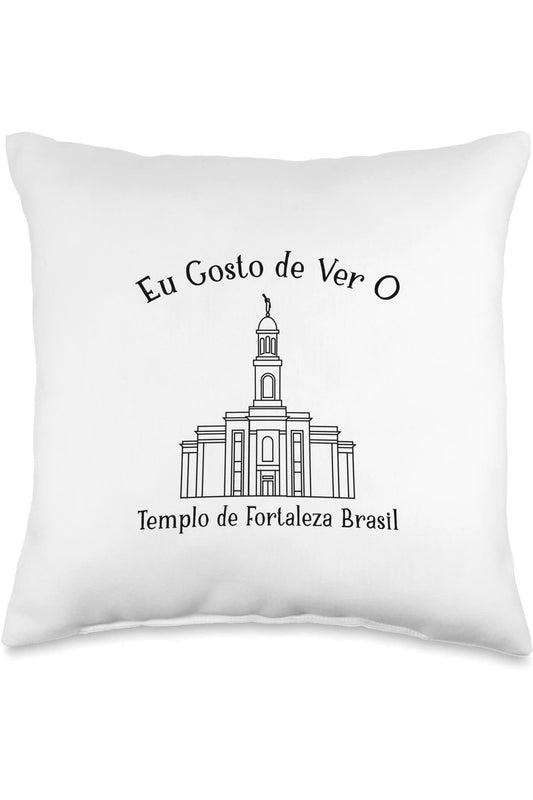 Fortaleza Brazil Temple Throw Pillows - Happy Style (Portuguese) US