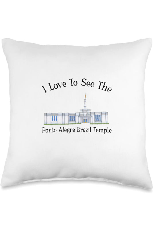 Porto Alegre Brazil Temple Throw Pillows - Happy Style (English) US