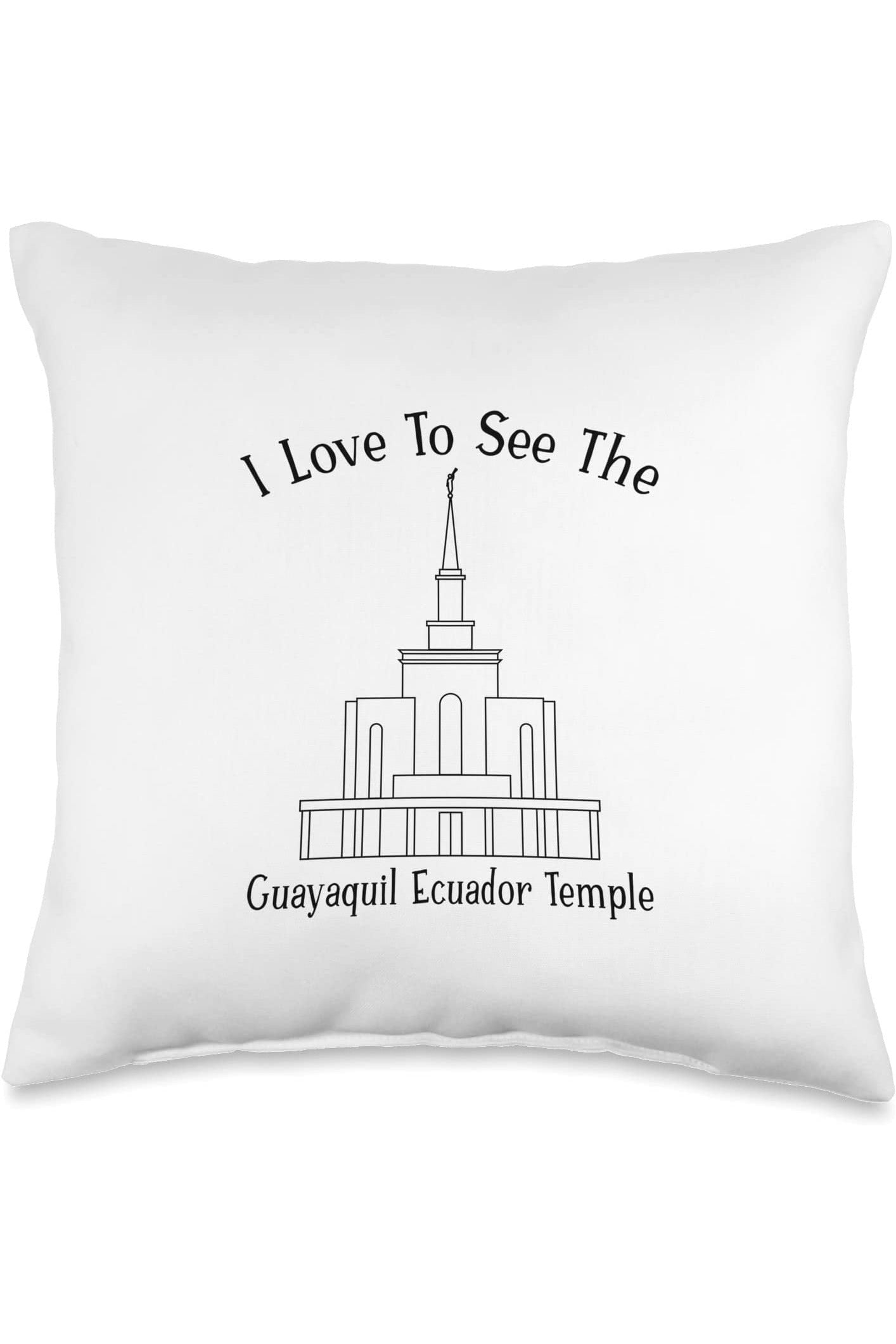 Guayaquil Ecuador Temple Throw Pillows - Happy Style (English) US