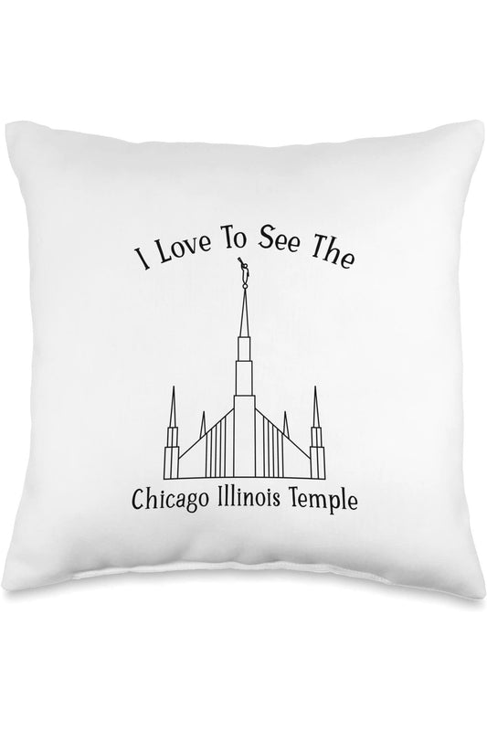 Chicago Illinois Temple Throw Pillows - Happy Style (English) US