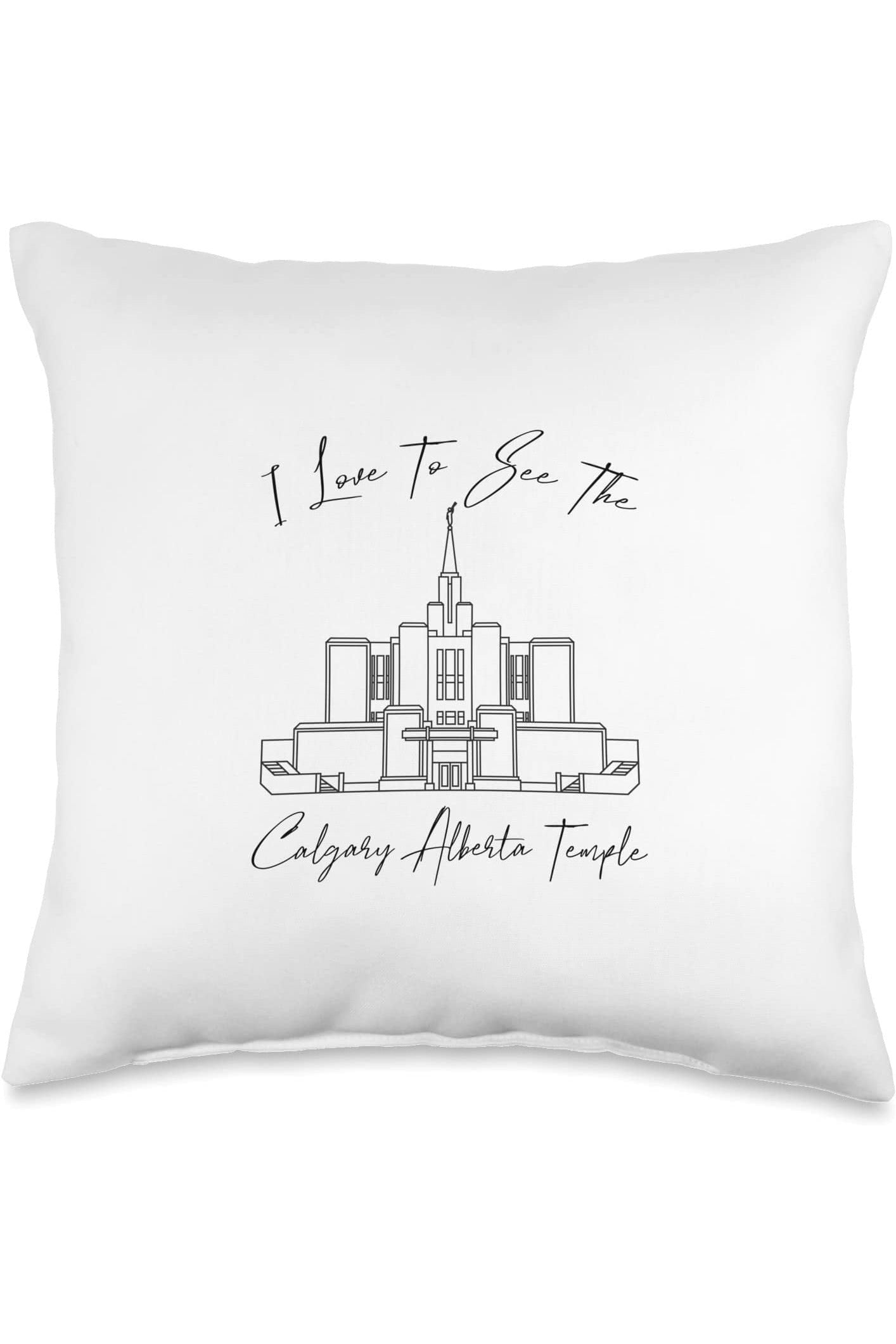 Calgary Alberta Temple Throw Pillows - Calligraphy Style (English) US