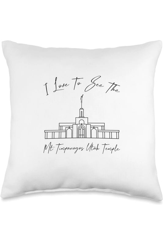 Mt Timpanogos Utah Temple Throw Pillows - Calligraphy Style (English) US