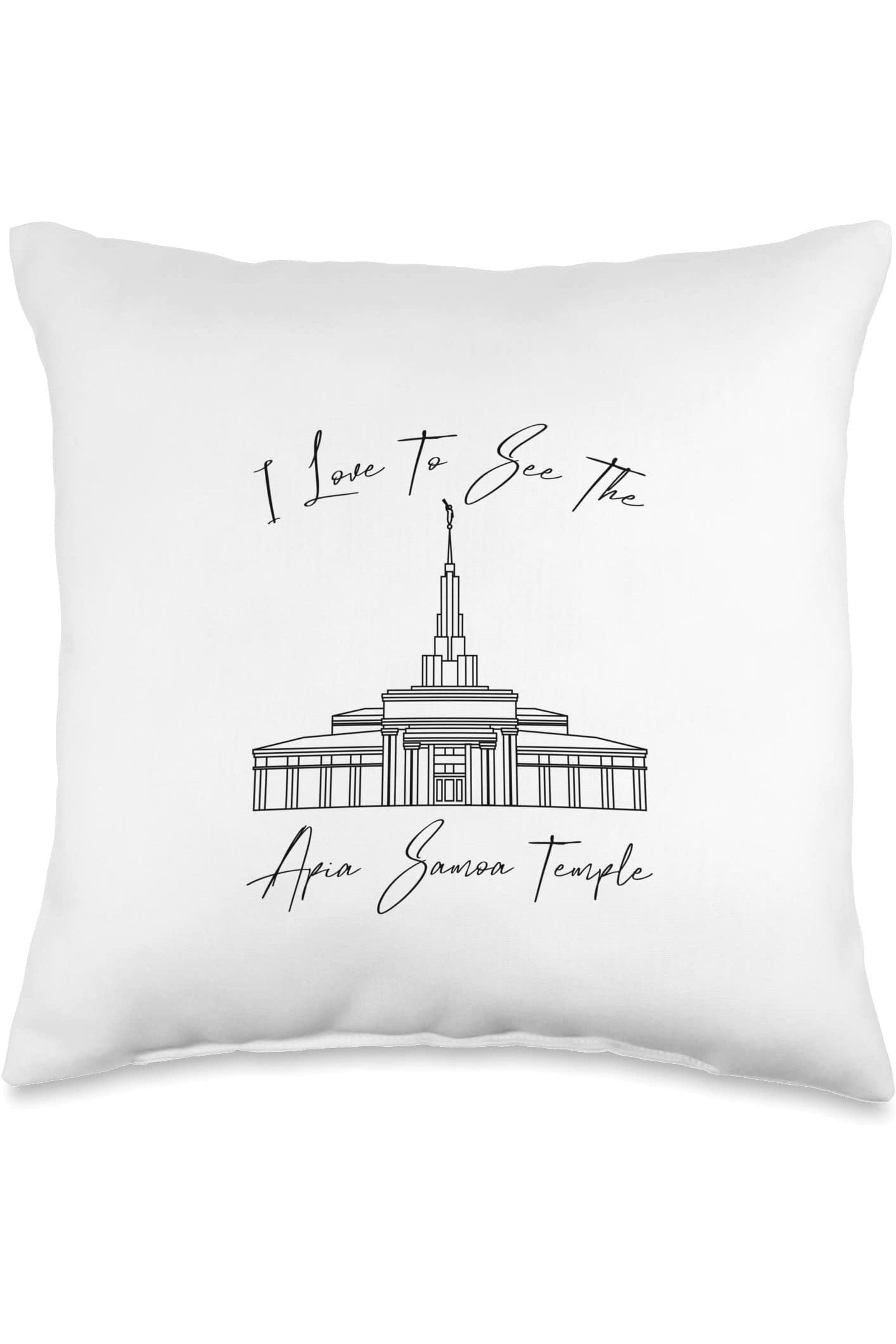 Apia Samoa Temple Throw Pillows - Calligraphy Style (English) US