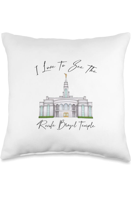 Recife Brazil Temple Throw Pillows - Calligraphy Style (English) US