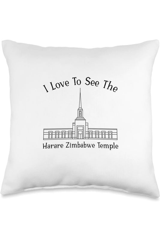 Harare Zimbabwe Temple Throw Pillows - Happy Style (English) US
