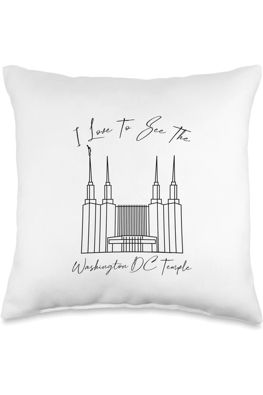 Washington DC Temple Throw Pillows - Calligraphy Style (English) US