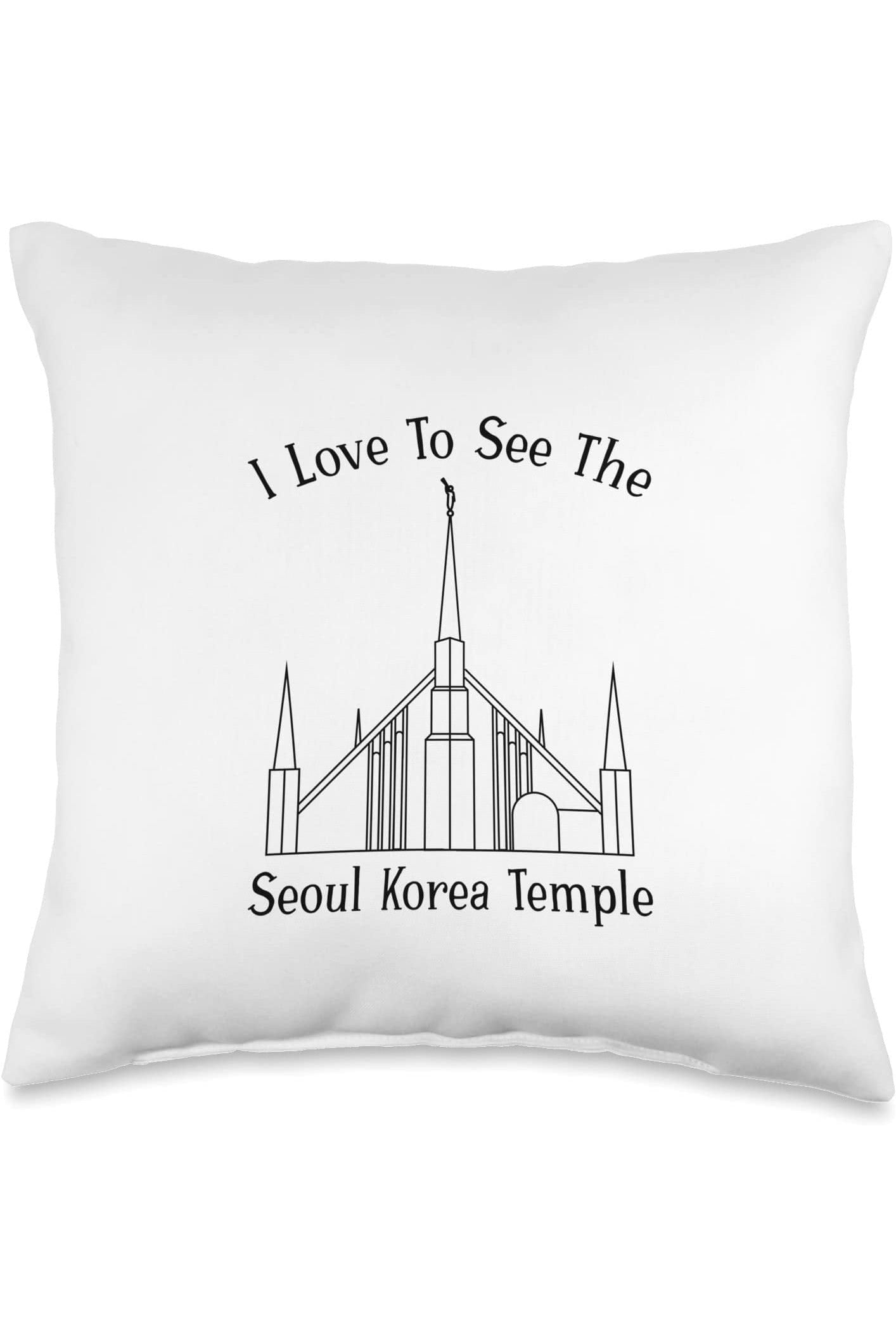 Seoul Korea Temple Throw Pillows - Happy Style (English) US