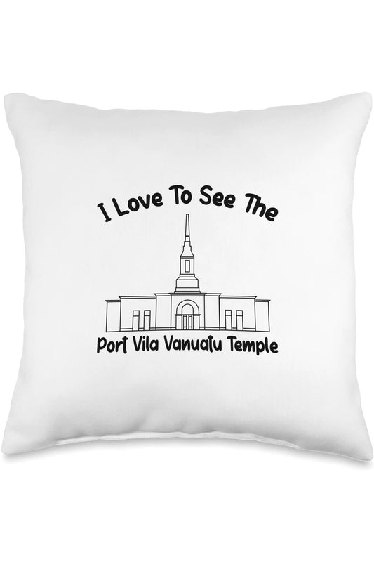 Port Vila Vanuatu Temple Throw Pillows - Primary Style (English) US