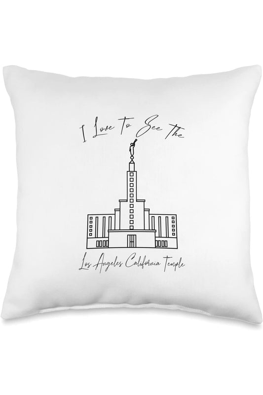 Los Angeles California Temple Throw Pillows - Calligraphy Style (English) US