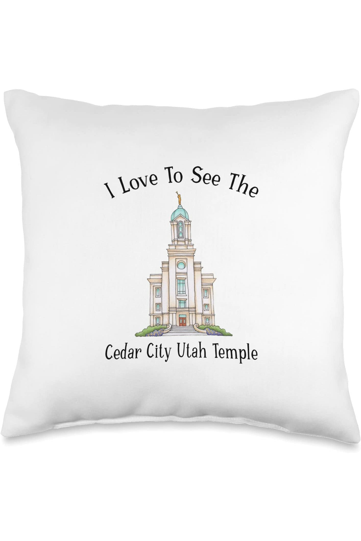 Cedar City Utah Temple Throw Pillows - Happy Style (English) US