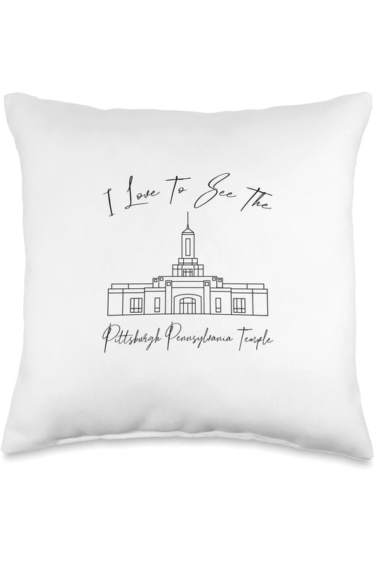 Pittsburgh Pennsylvania Temple Throw Pillows - Calligraphy Style (English) US