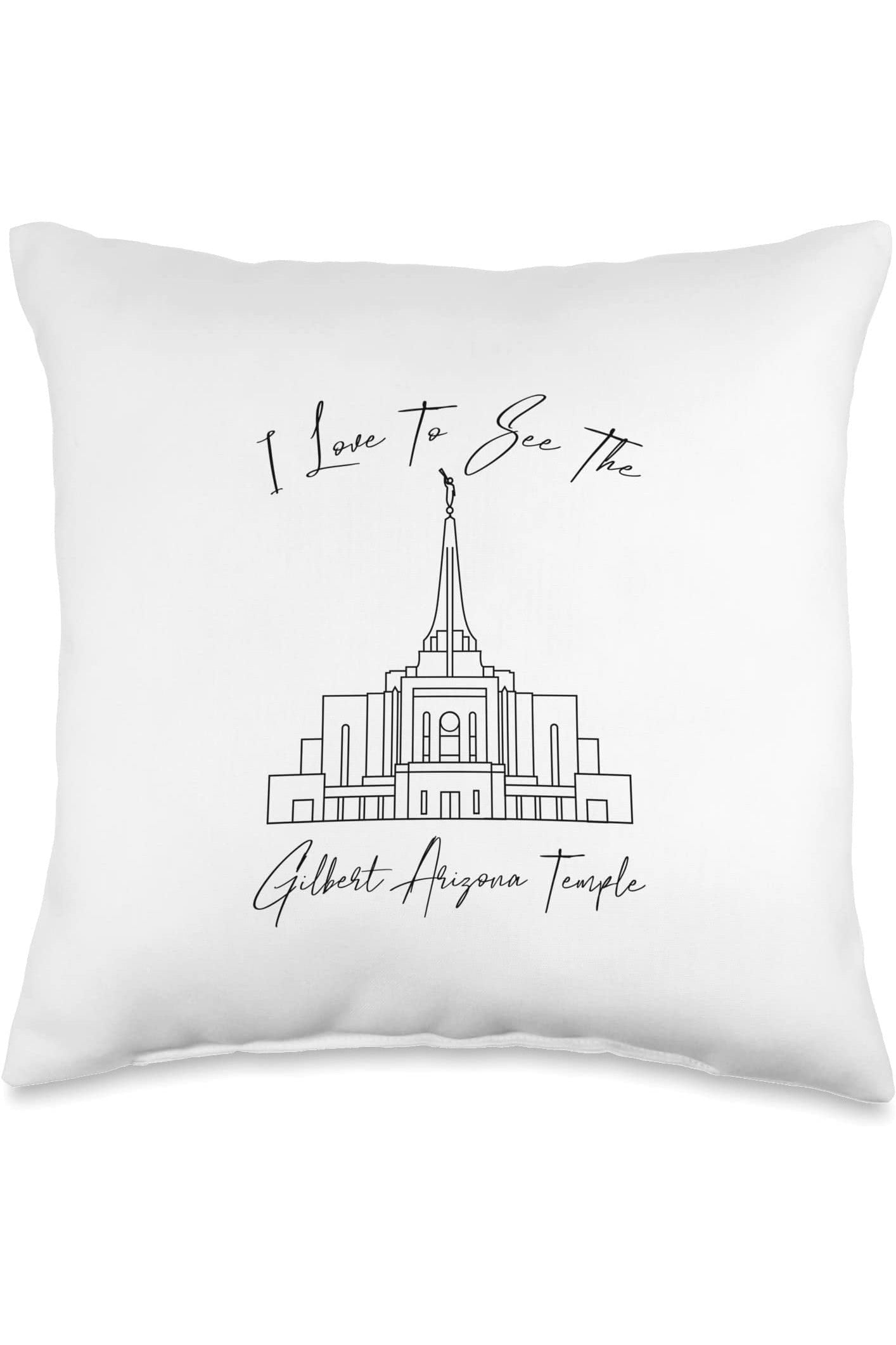 Gilbert Arizona Temple Throw Pillows - Calligraphy Style (English) US