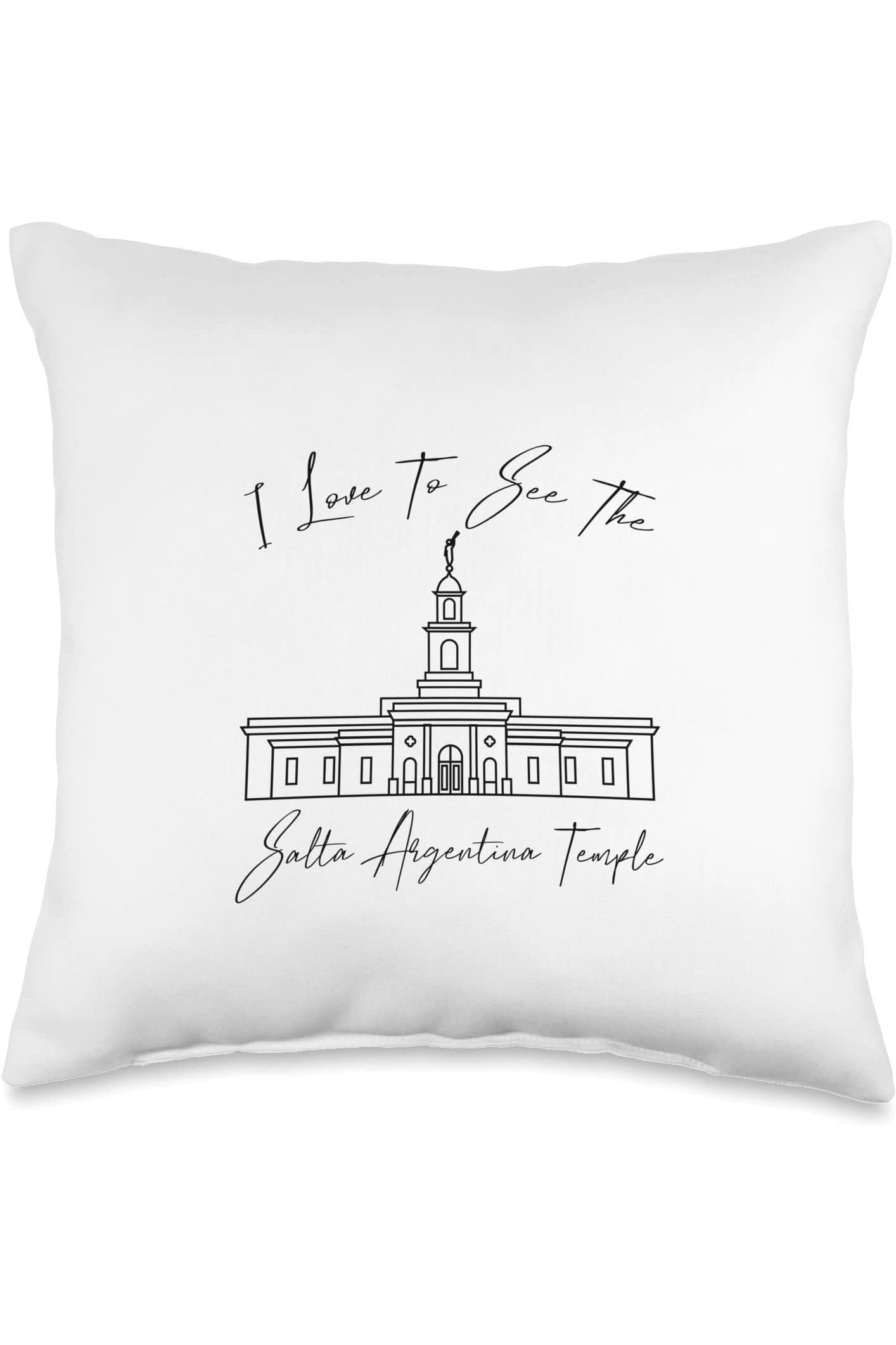 Salta Argentina Temple Throw Pillows - Calligraphy Style (English) US