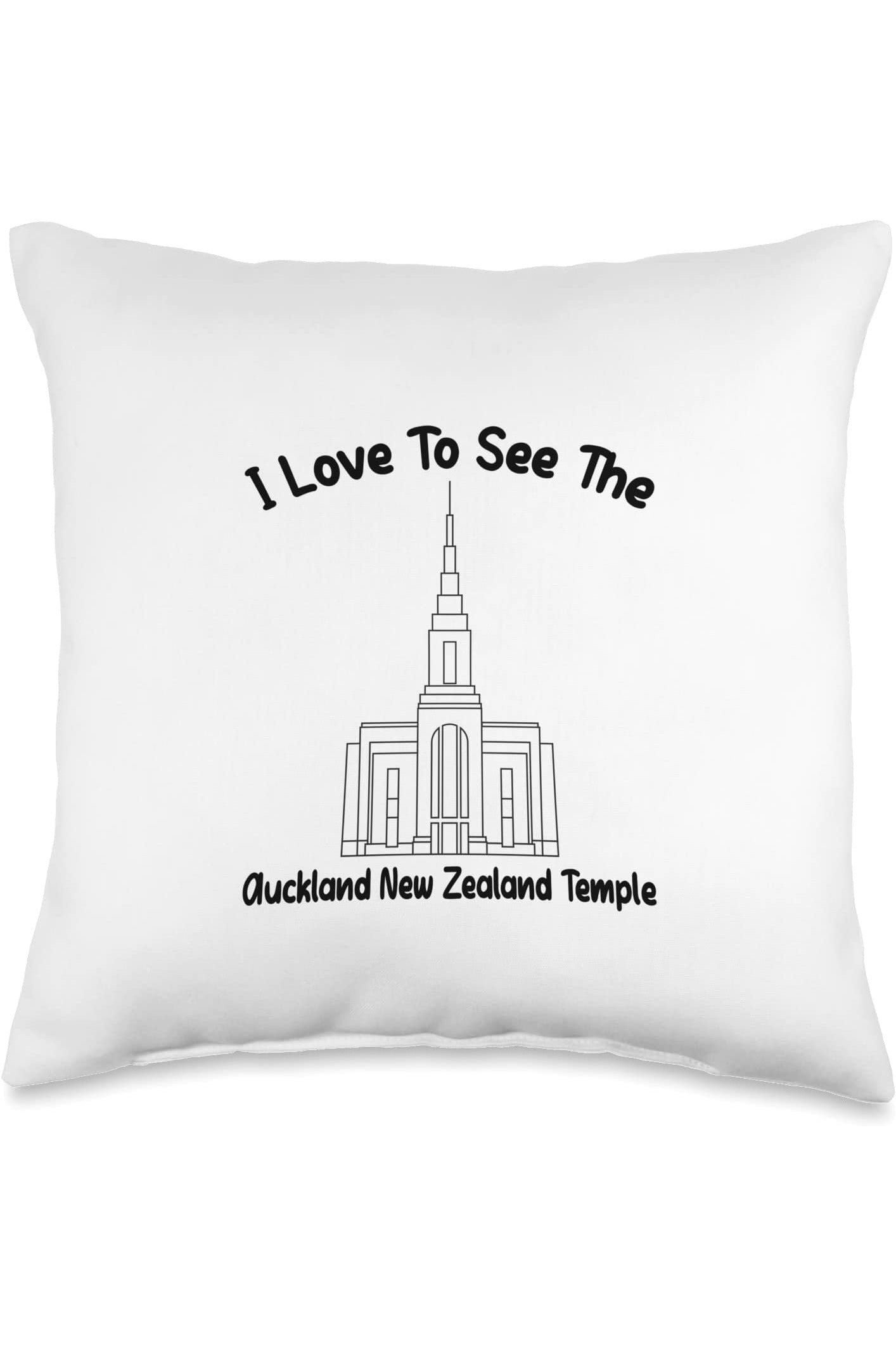 Auckland New Zealand Temple Throw Pillows - Primary Style (English) US