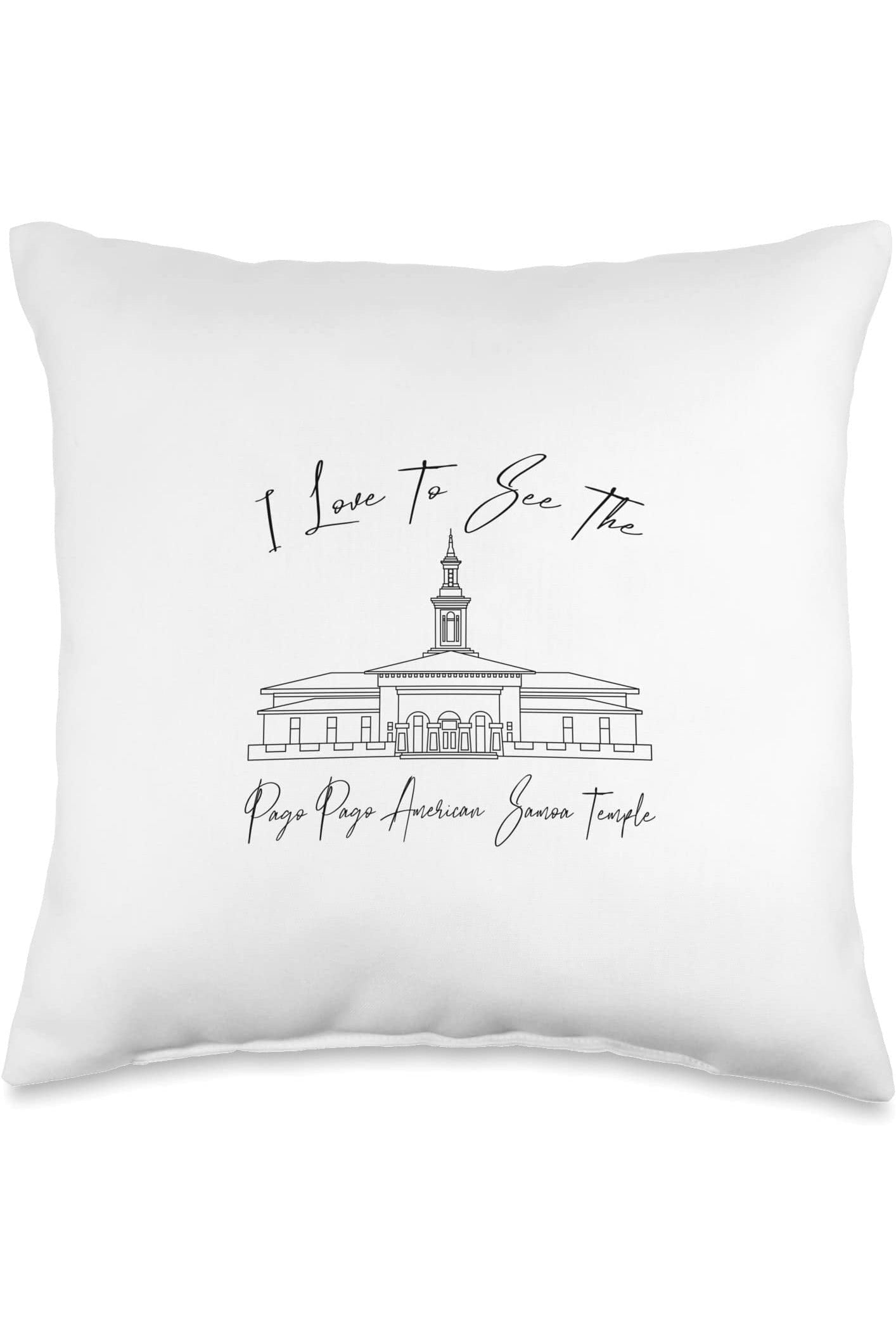 Pago Pago American Samoa Temple Throw Pillows - Calligraphy Style (English) US