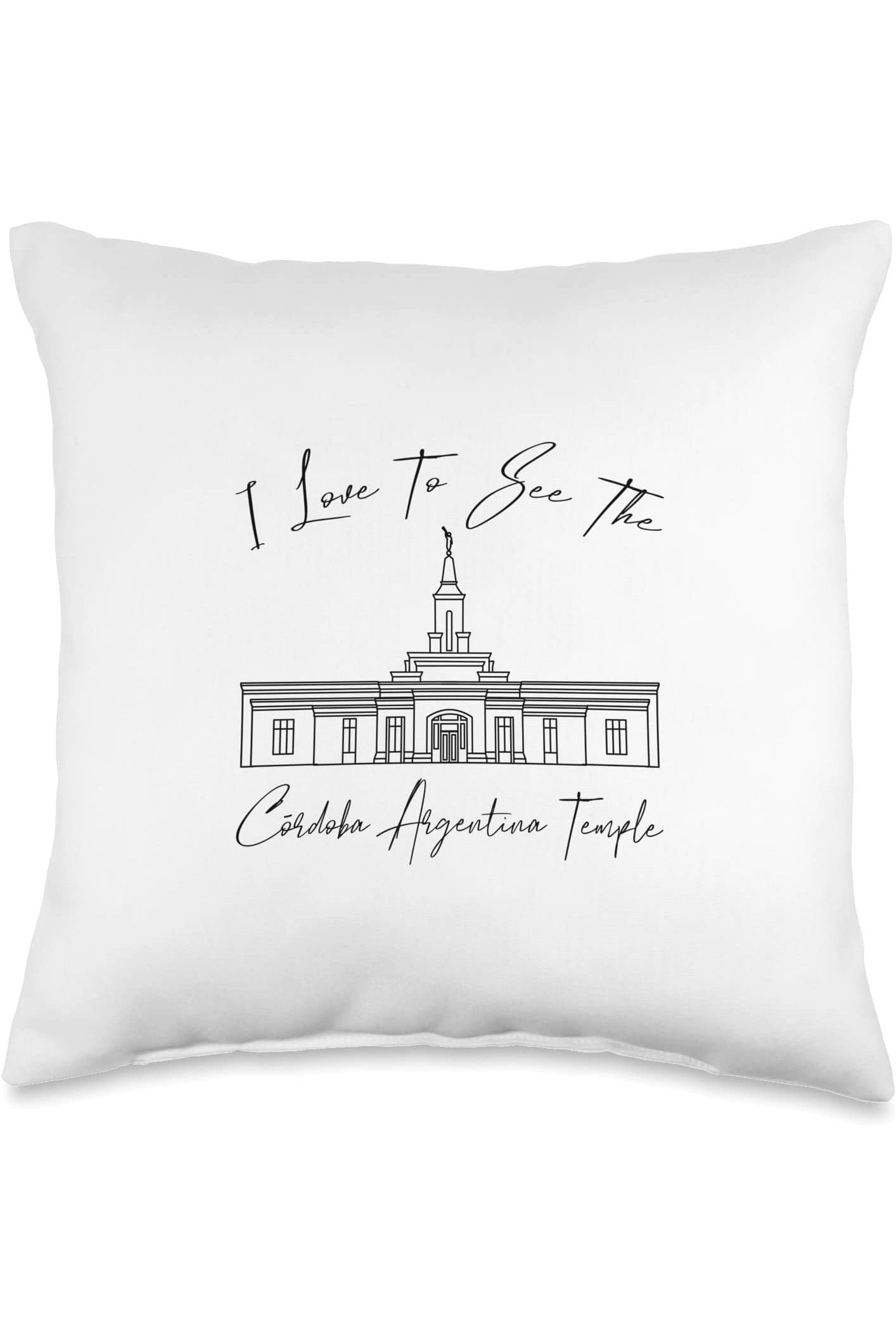 Cordoba Argentina Temple Throw Pillows - Calligraphy Style (English) US
