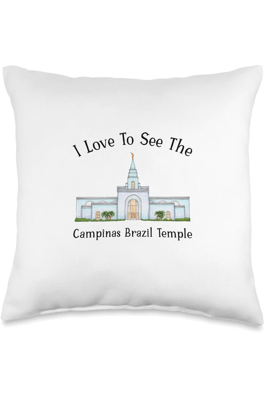 Campinas Brazil Temple Throw Pillows - Happy Style (English) US