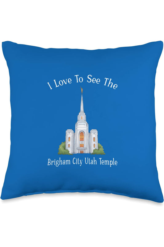 Brigham City Utah Temple Throw Pillows - Happy Style (English) US
