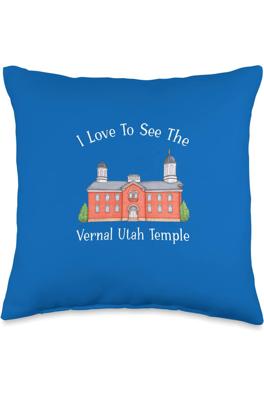 Vernal Utah Temple Throw Pillows - Happy Style (English) US