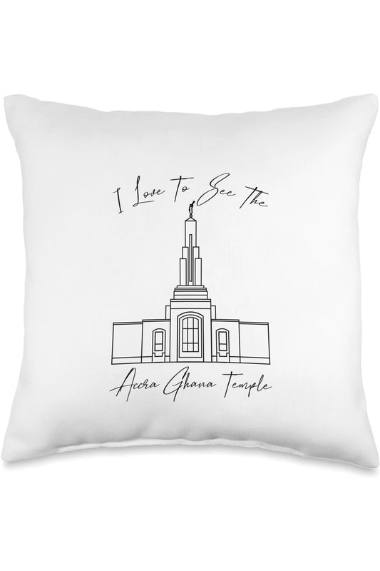 Accra Ghana Temple Throw Pillows - Calligraphy Style (English) US