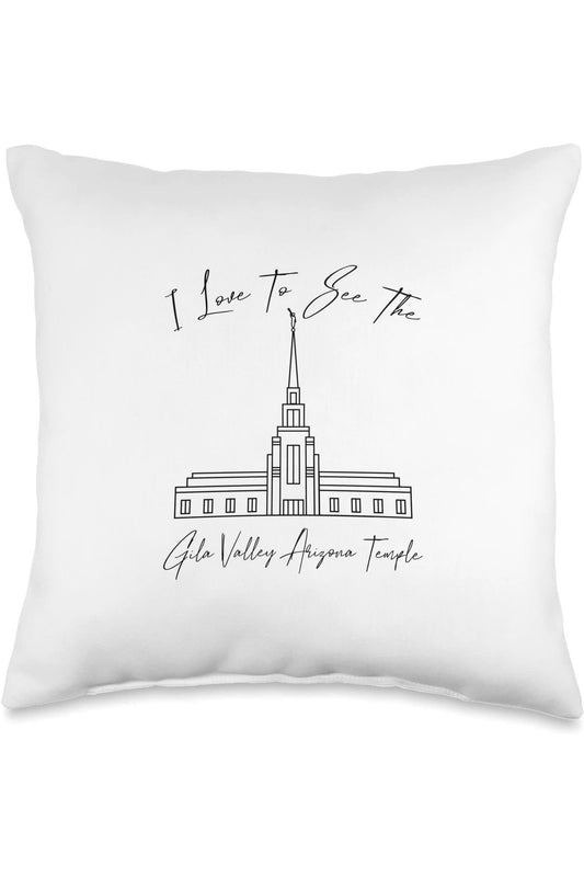 Gila Valley Arizona Temple Throw Pillows - Calligraphy Style (English) US