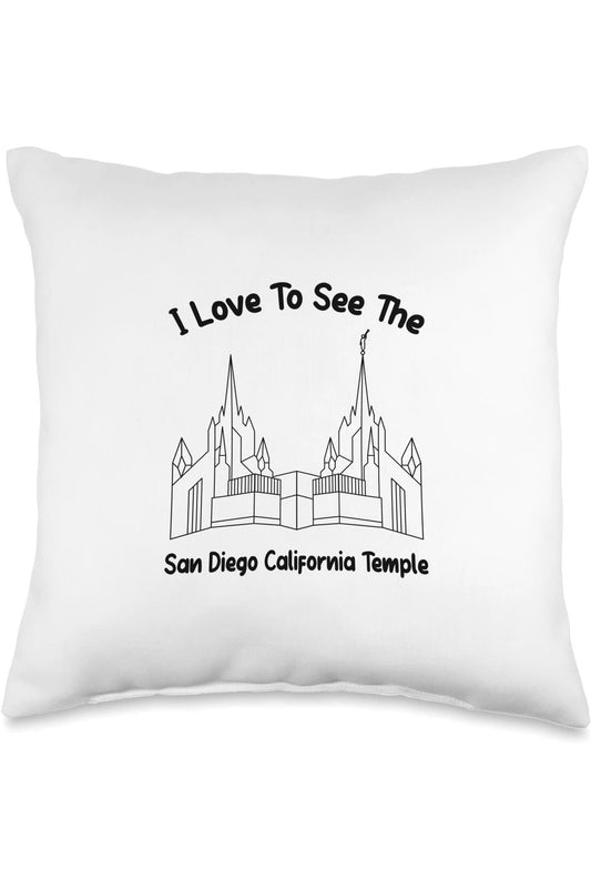 San Diego California Temple Throw Pillows - Primary Style (English) US
