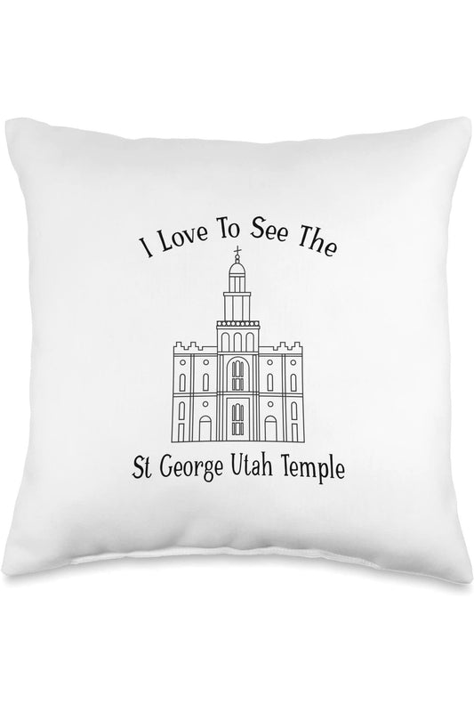 St George Utah Temple Throw Pillows - Happy Style (English) US