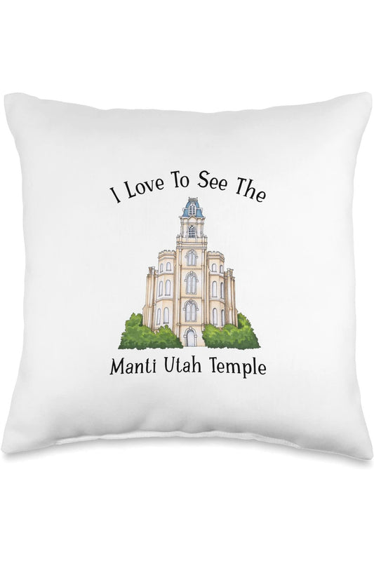 Manti Utah Temple Throw Pillows - Happy Style (English) US