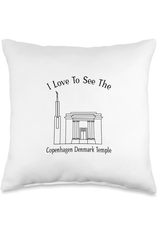Copenhagen Denmark Temple Throw Pillows - Happy Style (English) US