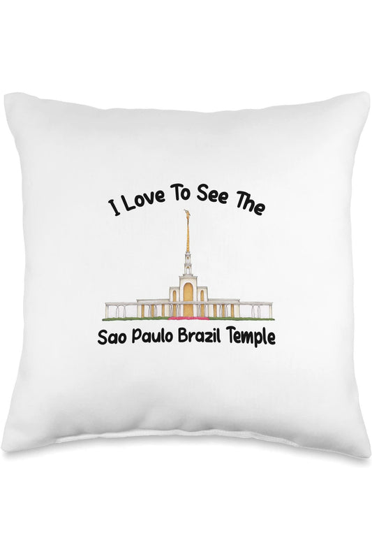 Sao Paulo Brazil Temple Throw Pillows - Primary Style (English) US