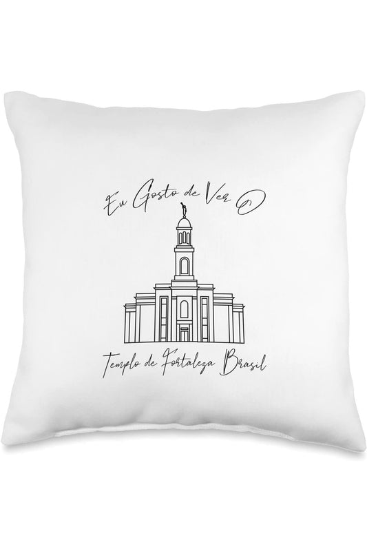 Fortaleza Brazil Temple Throw Pillows - Calligraphy Style (Portuguese) US