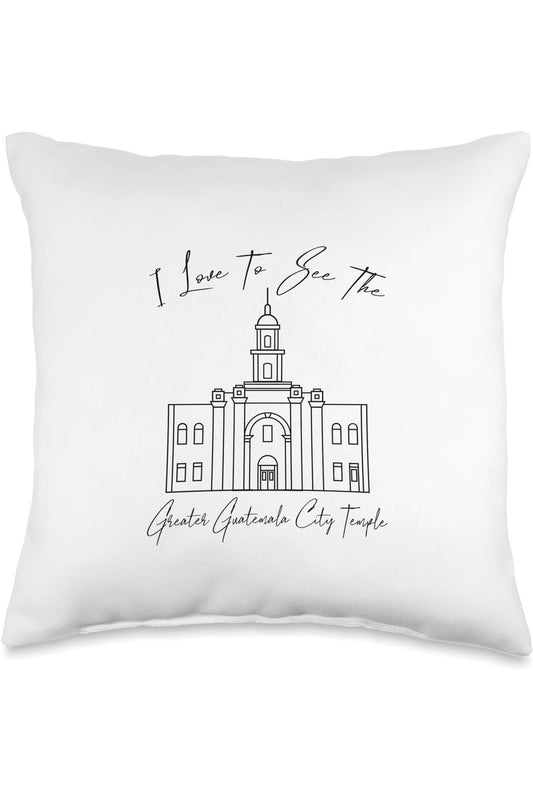 Greater Guatemala City Guatemala Temple Throw Pillows - Calligraphy Style (English) US