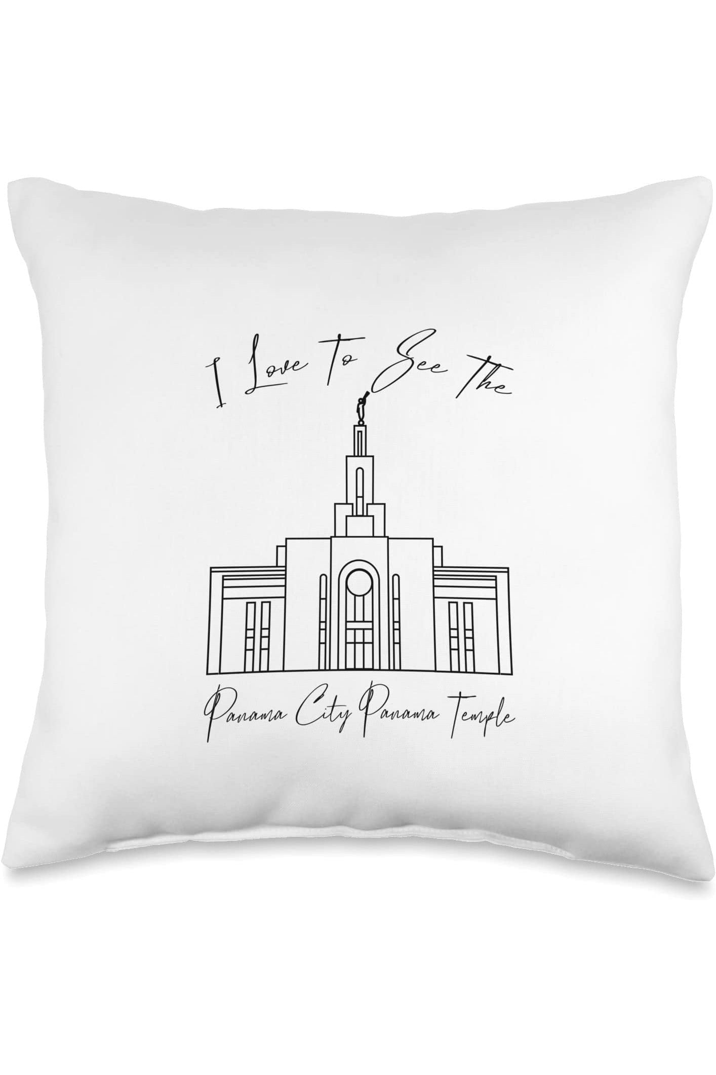 Panama City Panama Temple Throw Pillows - Calligraphy Style (English) US