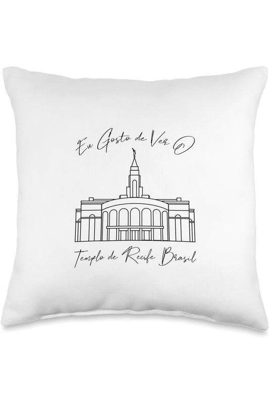 Recife Brazil Temple Throw Pillows - Calligraphy Style (Portuguese) US