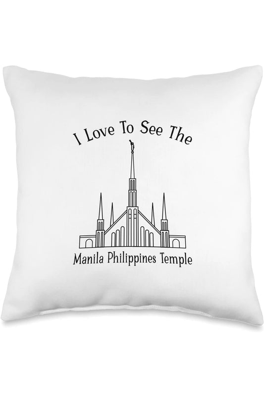 Manila Philippines Temple Throw Pillows - Happy Style (English) US
