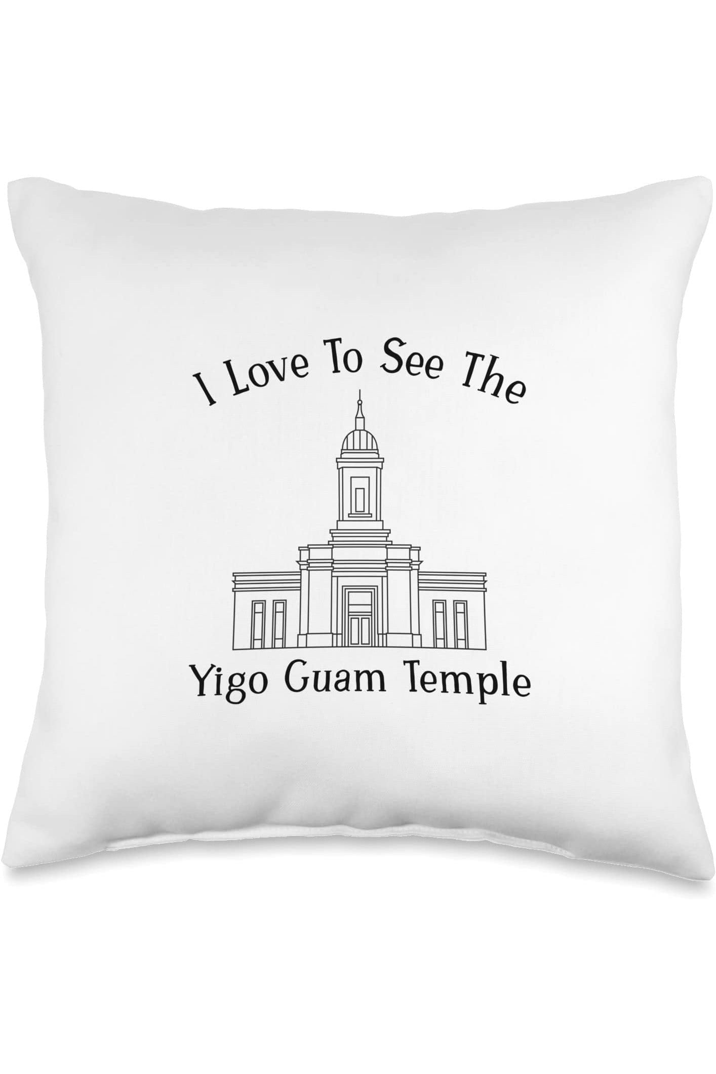 Yigo Guam Temple Throw Pillows - Happy Style (English) US