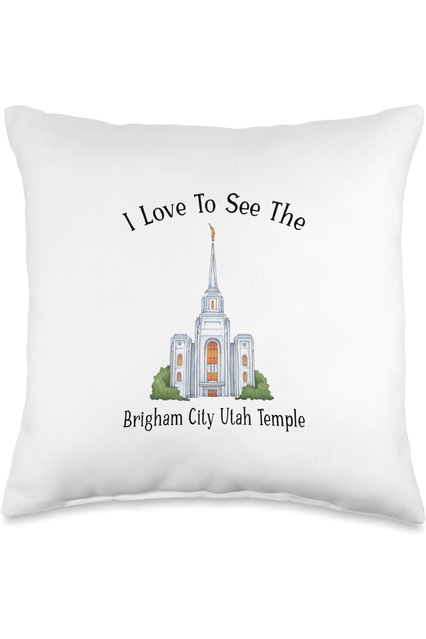 Brigham City Utah Temple Throw Pillows - Happy Style (English) US