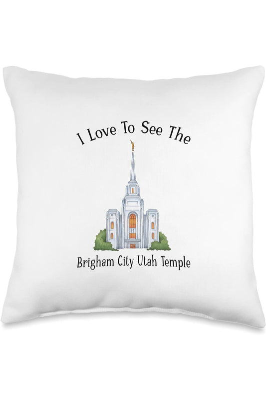 Brigham City Utah Temple Throw Pillows - Happy Style (English) US