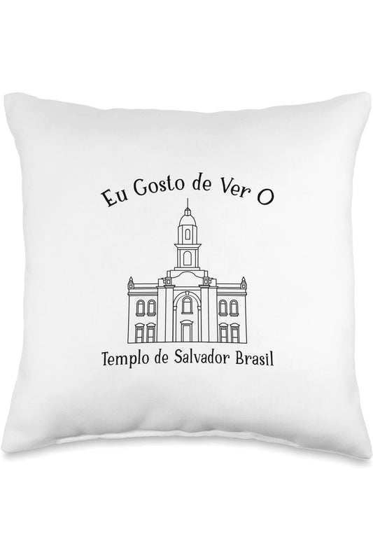 Salvador Brazil Temple Throw Pillows - Happy Style (Portuguese) US