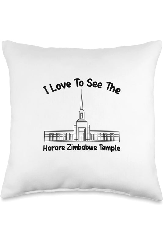 Harare Zimbabwe Temple Throw Pillows - Primary Style (English) US