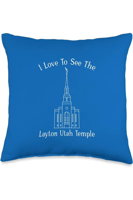 Layton Utah Temple Throw Pillows - Happy Style (English) US